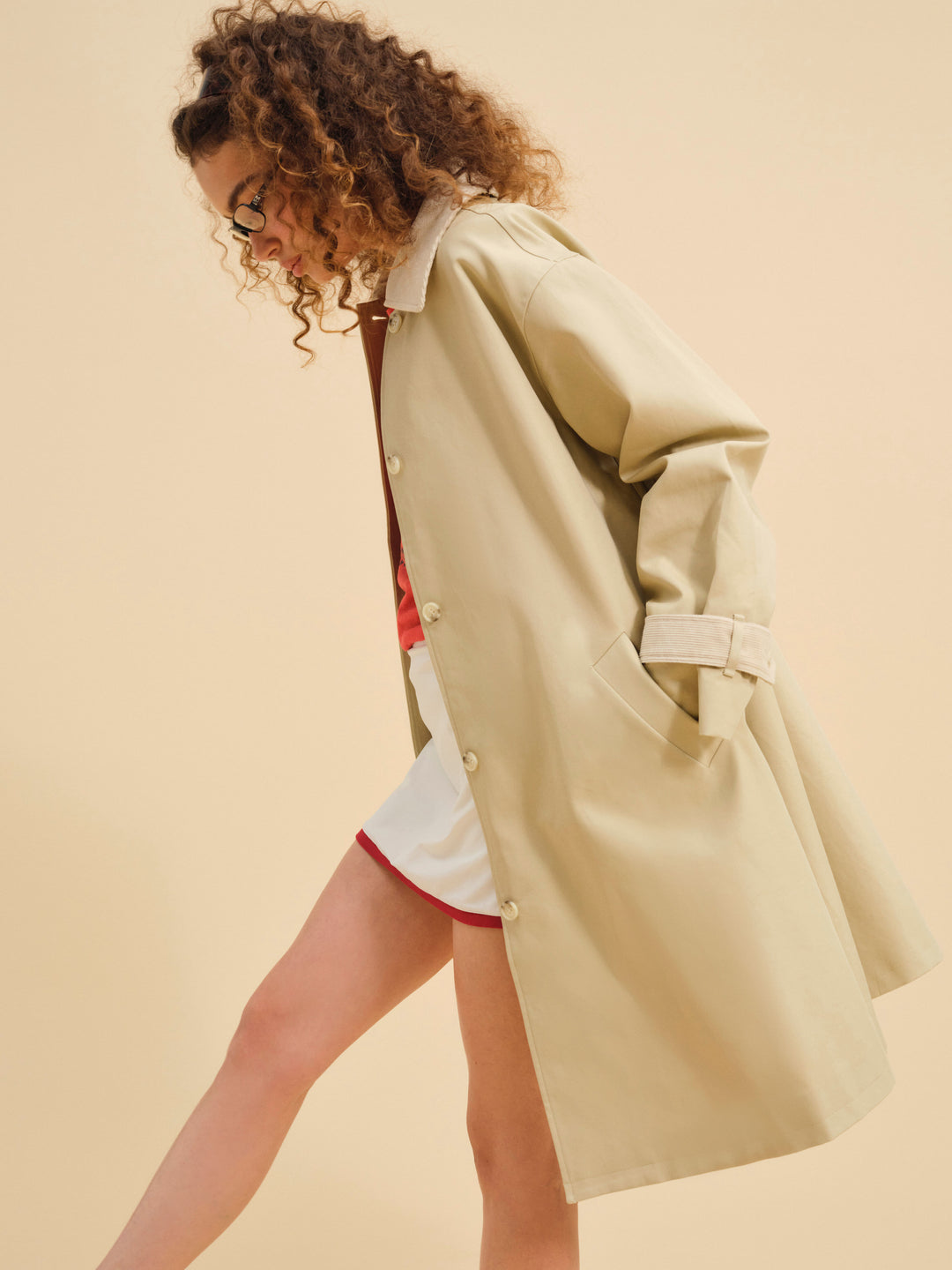 Gabardine Trench Coat — CAMEL - Image 2