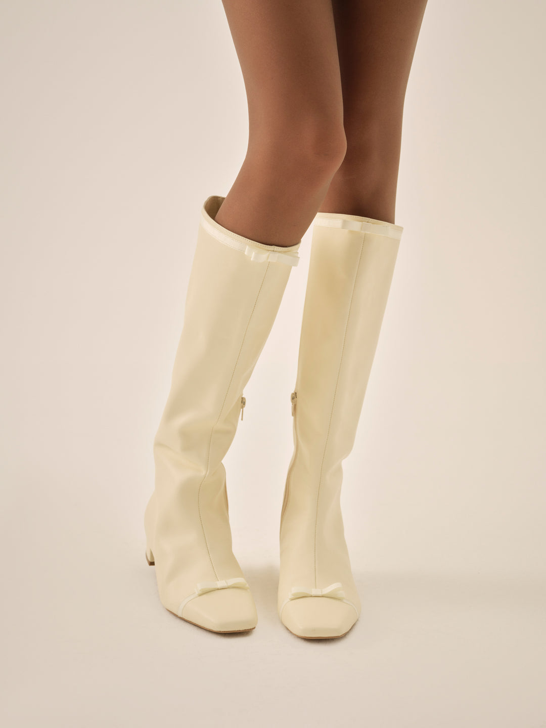 Claudine Cap Toe Boot — Cream - Image 5
