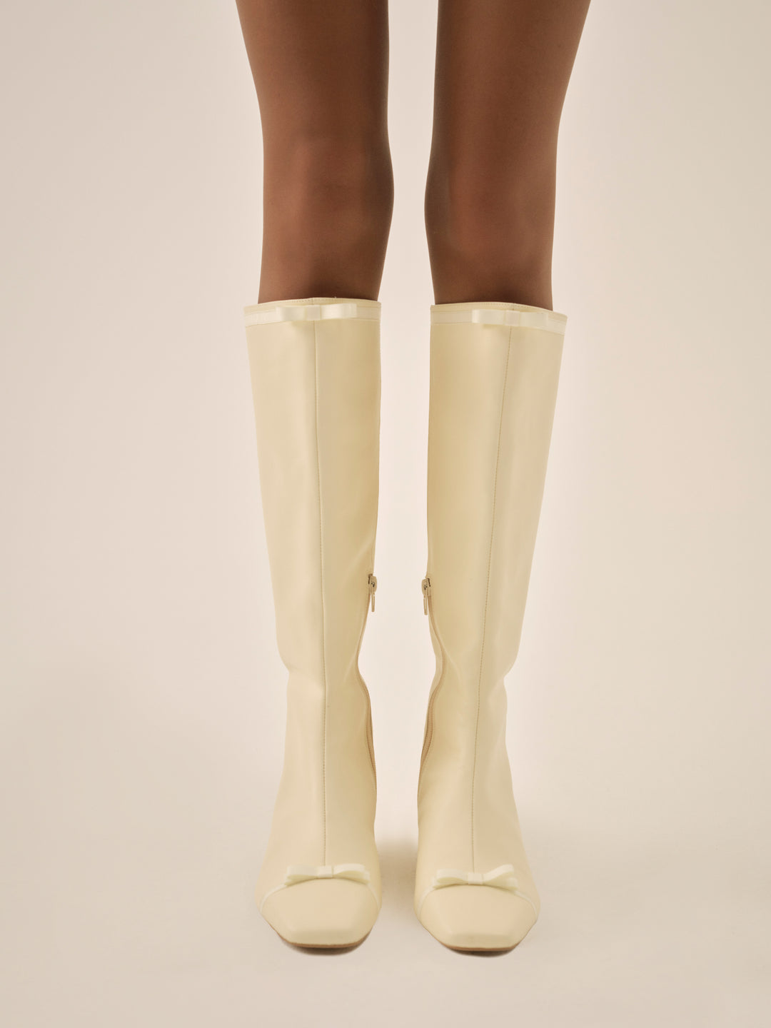 Claudine Cap Toe Boot — Cream - Image 6