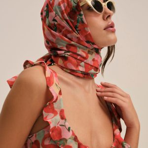 Ambrosia Print Headscarf — Red