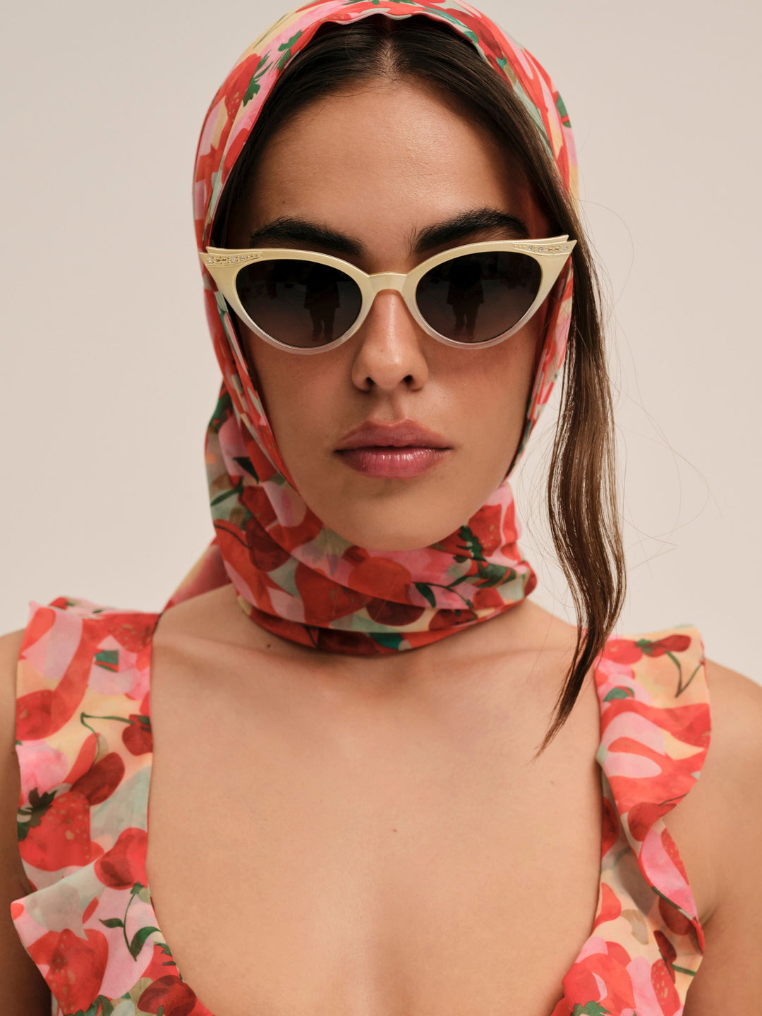 Ambrosia Print Headscarf — Red - Image 4