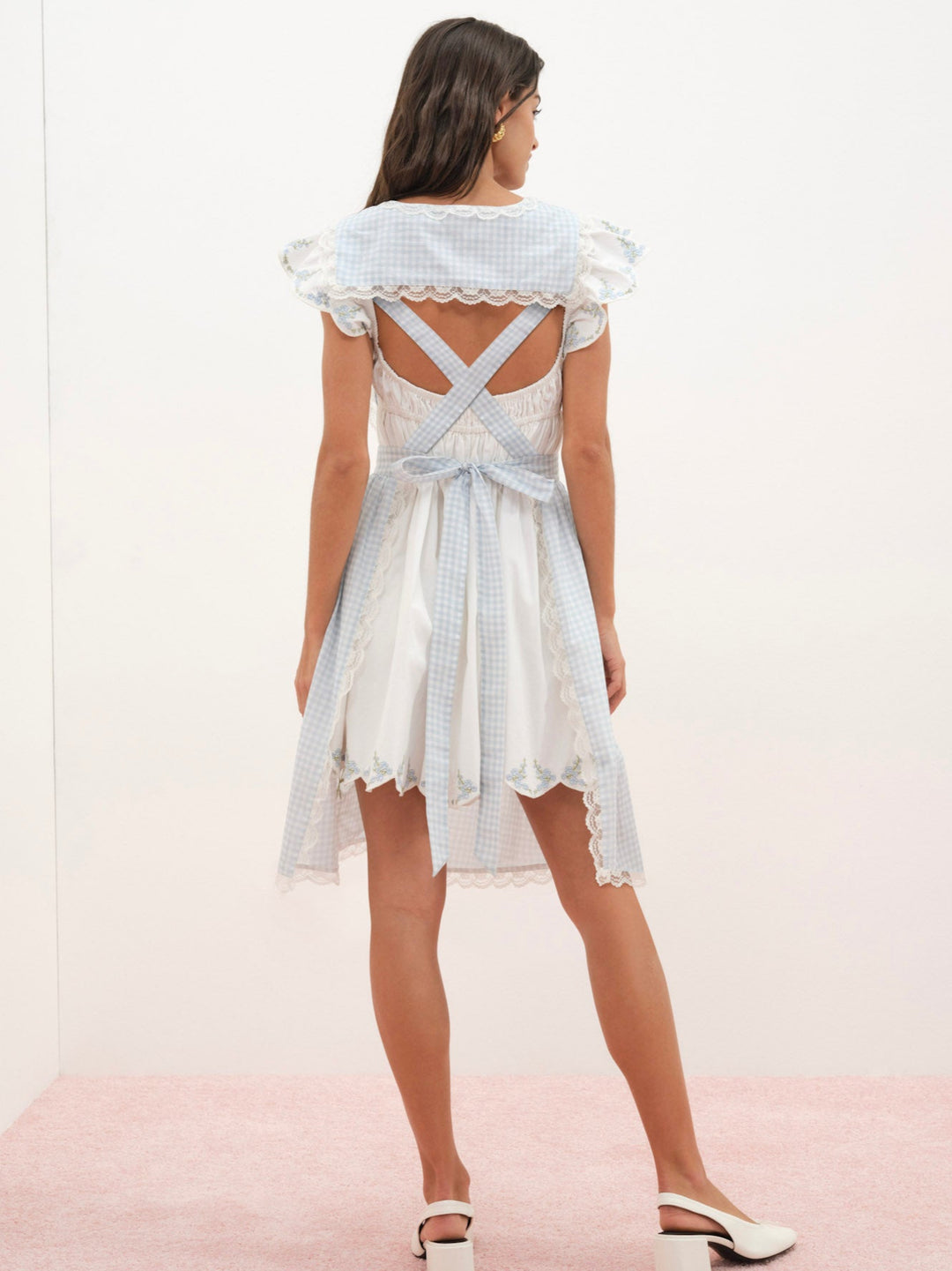 Bluebell Gingham Apron — Blue - Image 4