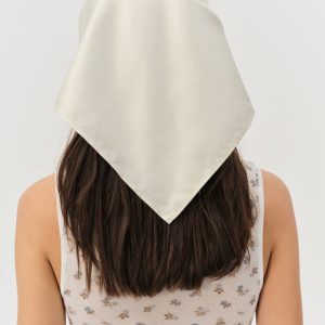 Sandra Gingham Headscarf — Tan