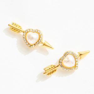 Cupid Heart Stud Earrings — White