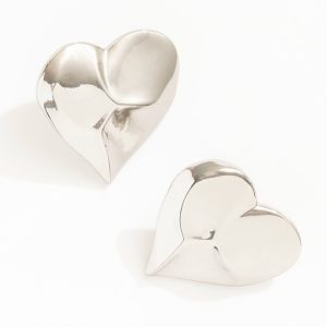 Cross Your Heart Stud Earrings — Silver