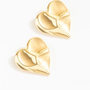 Cross Your Heart Stud Earrings — Gold