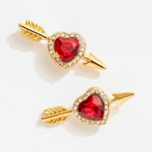 Cupid Heart Stud Earrings — Red