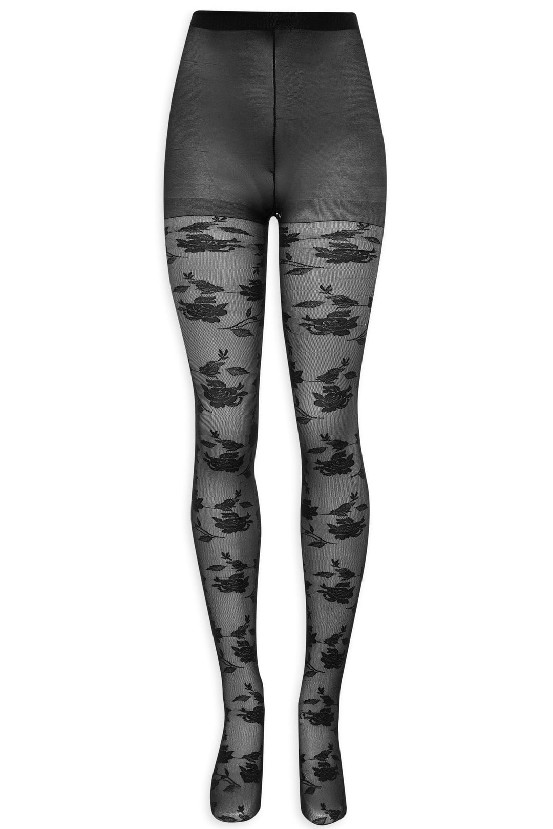 Floral Knit Tights — Black - Image 2