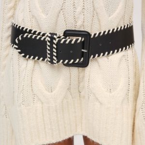 Wide Stitch Belt — Black