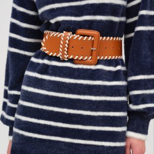 Wide Stitch Belt — Brown