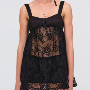 Sonnet Lace Babydoll Set — Black