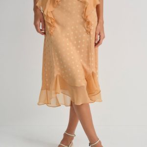 Glimmer Rosebud Midi Skirt — Rose Gold
