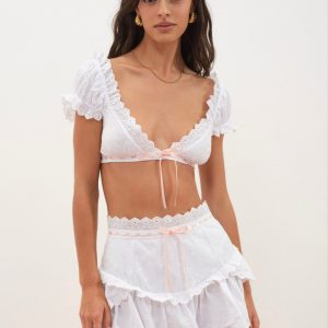 Summer Swirl Eyelet Top — White