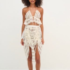 Romy Midi Slip Skirt — White