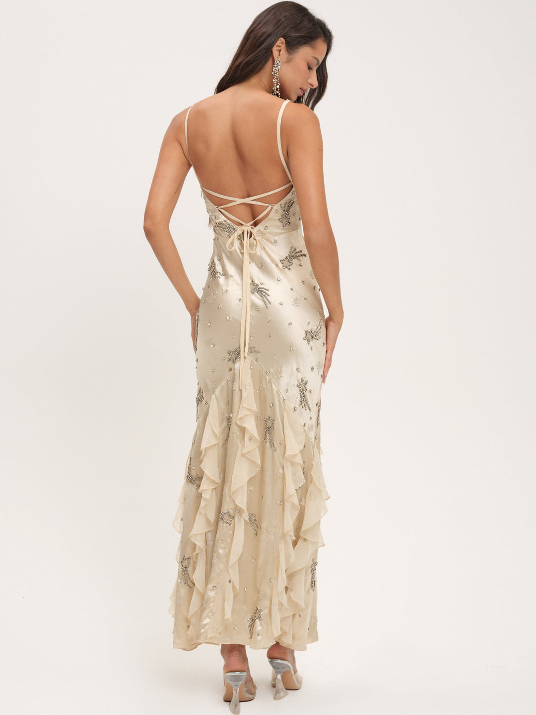 Elea Beaded Maxi Dress — Cream - Image 4