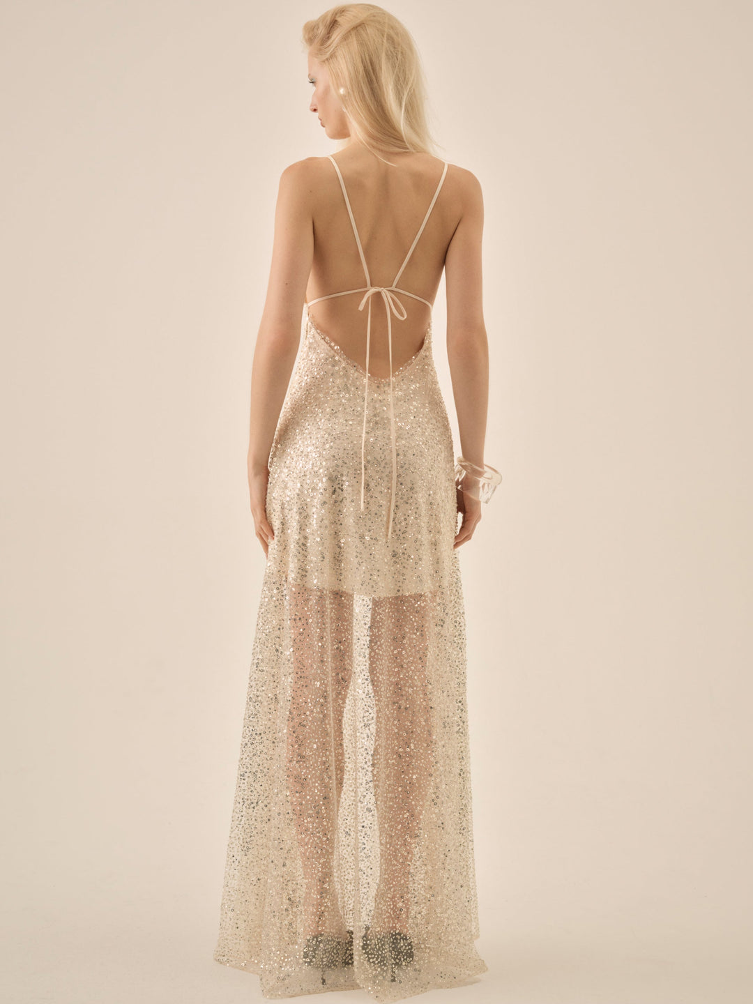 Clara Crystals Maxi Dress — Silver - Image 2