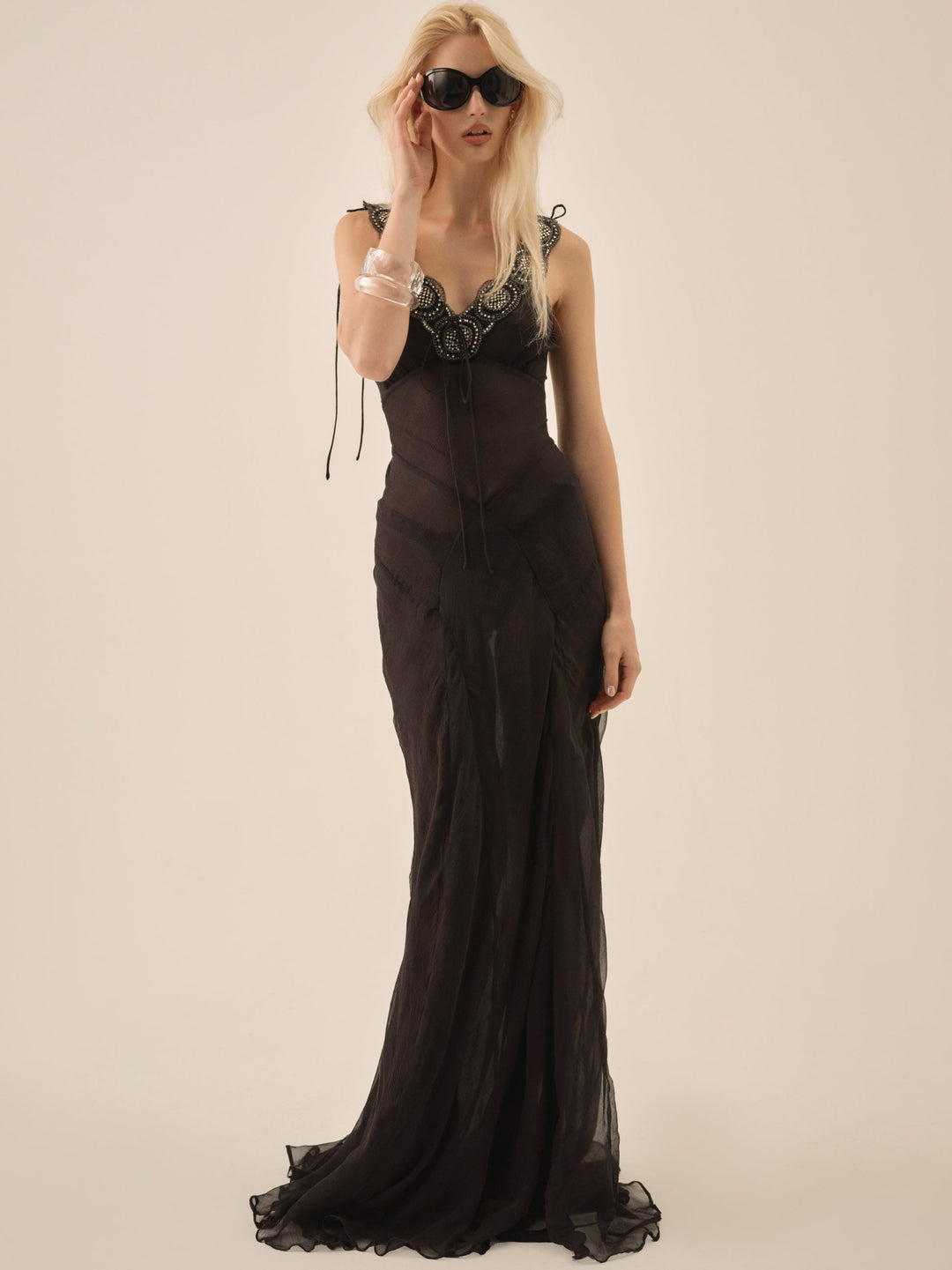Willa Silk Gown — Black - Image 4