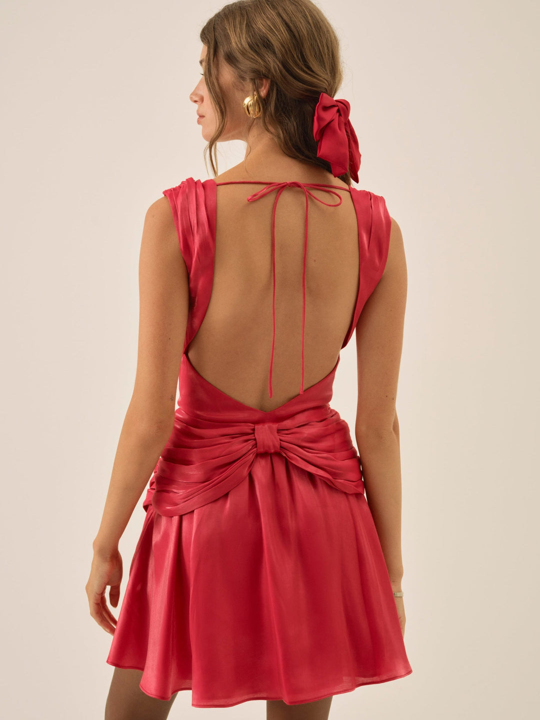 Stephanie Shimmer Mini Dress — Red - Image 2