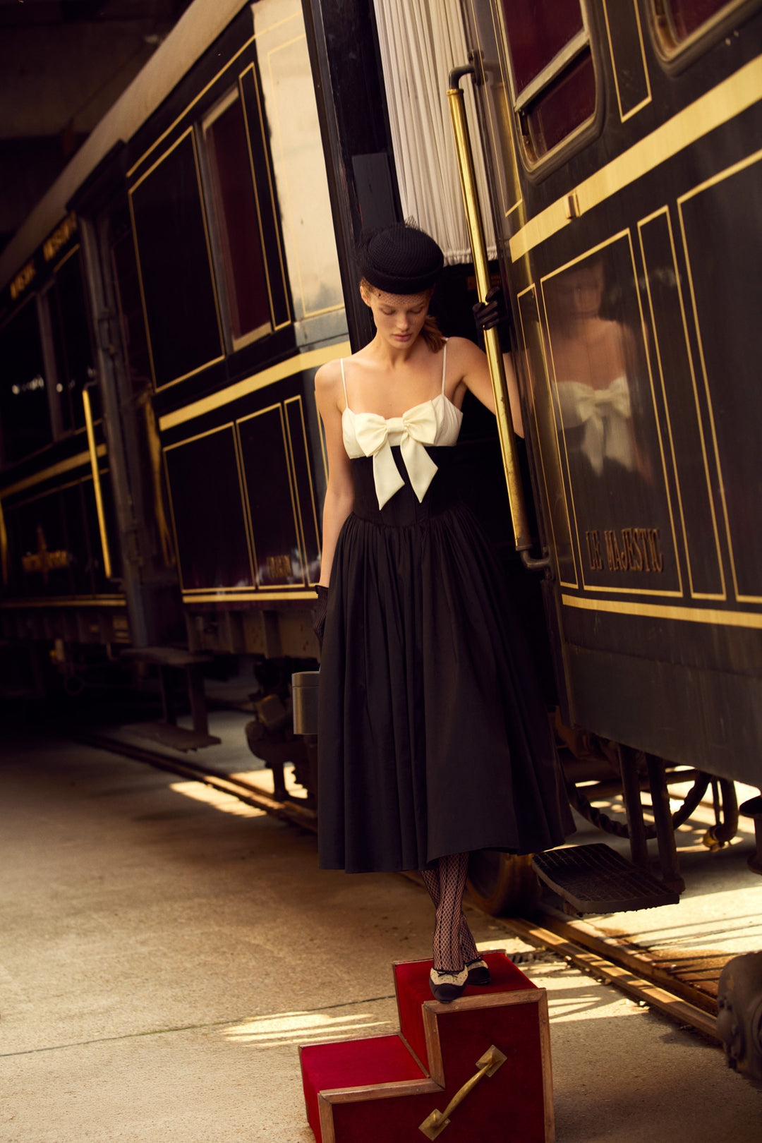 Emalie Taffeta Midi Dress — Black - Image 8