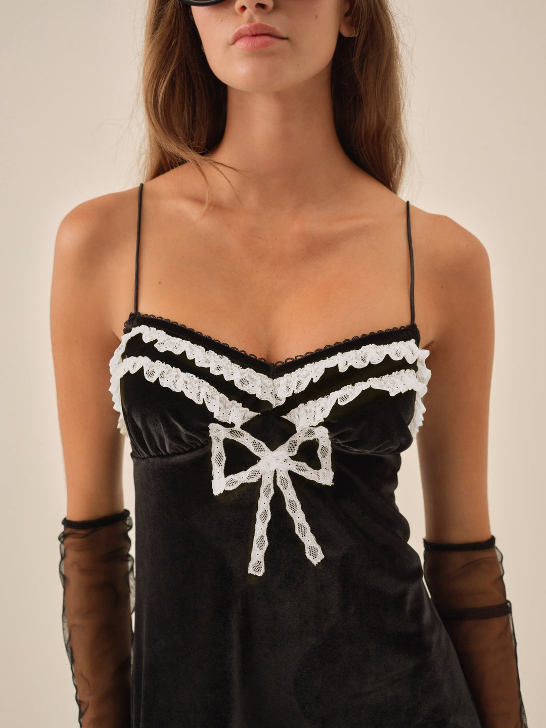 Claire Velvet Mini Dress — Black - Image 2
