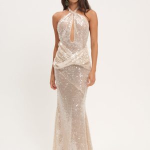 Sydney Sequin Maxi Dress — Nude