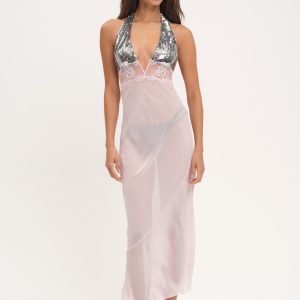 Maia Maxi Slip Dress — Pink