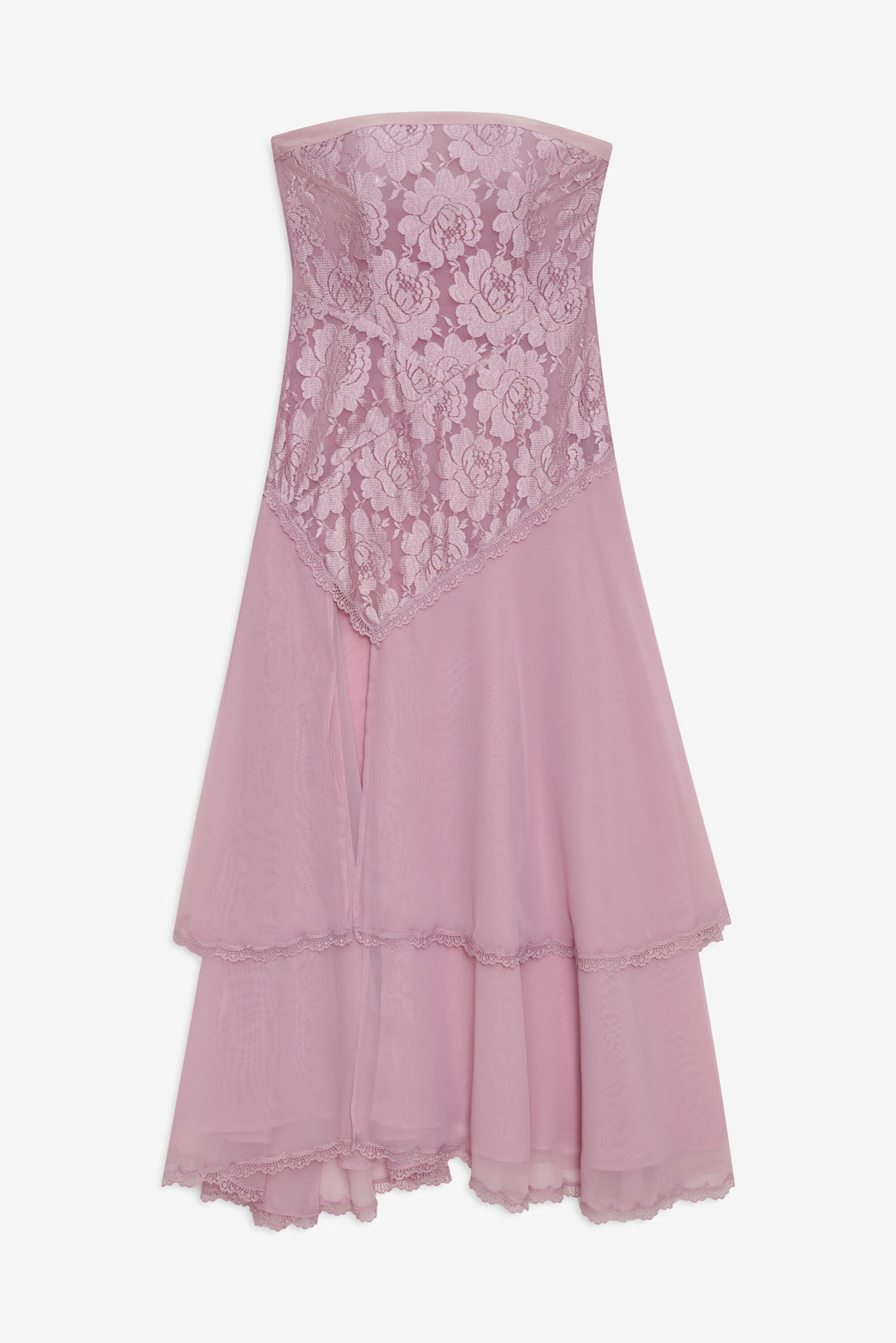Claudia Rose Lace Strapless Midi Dress — Mulberry - Image 4