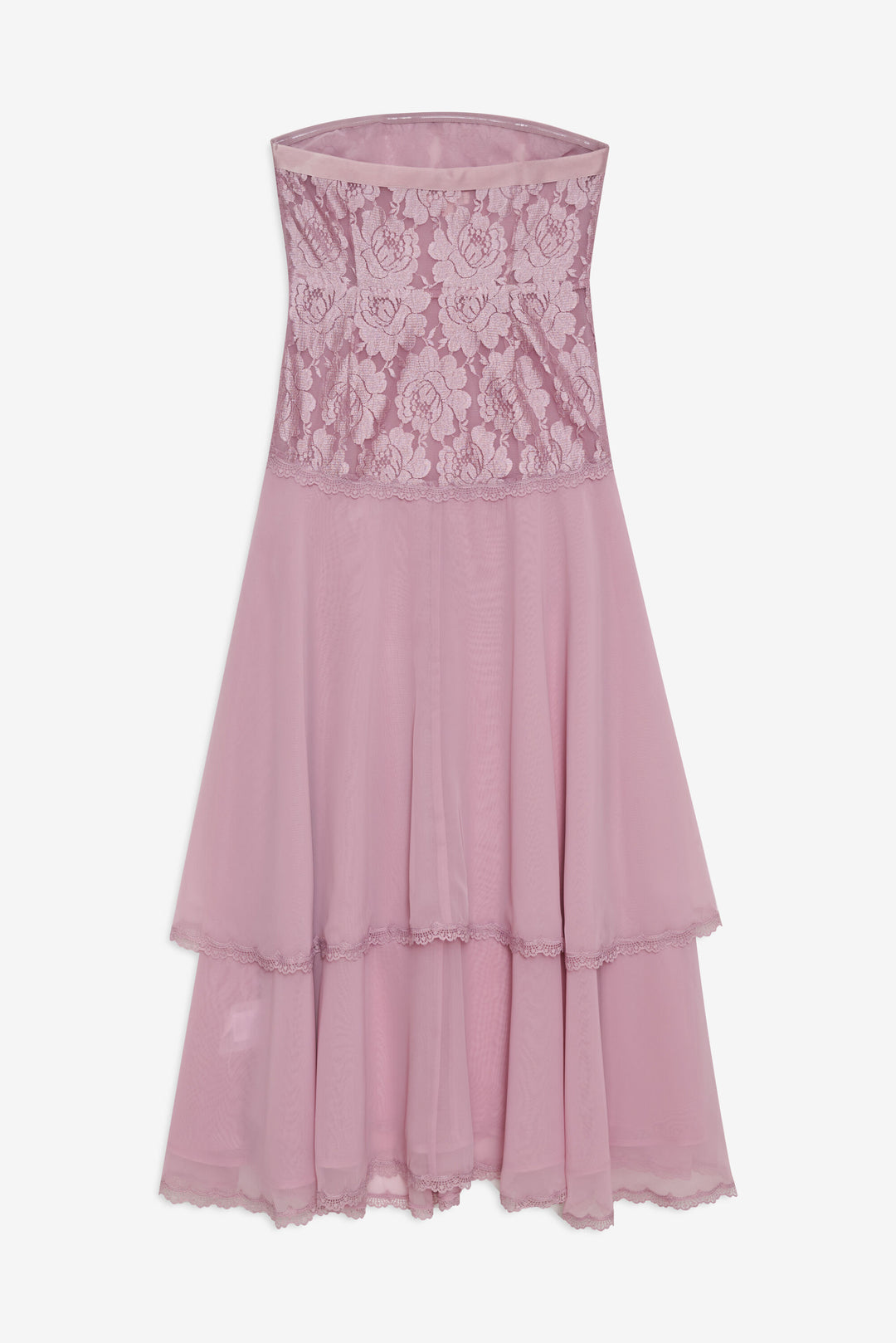 Claudia Rose Lace Strapless Midi Dress — Mulberry - Image 6