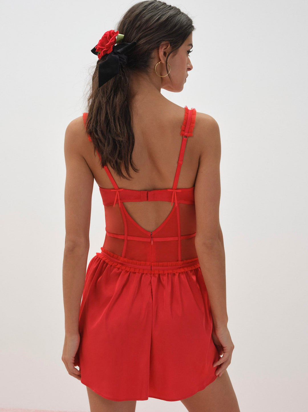 Fiona Lace Slip Dress — Red - Image 2