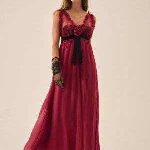 Claudine Chiffon Maxi Dress — Oxblood