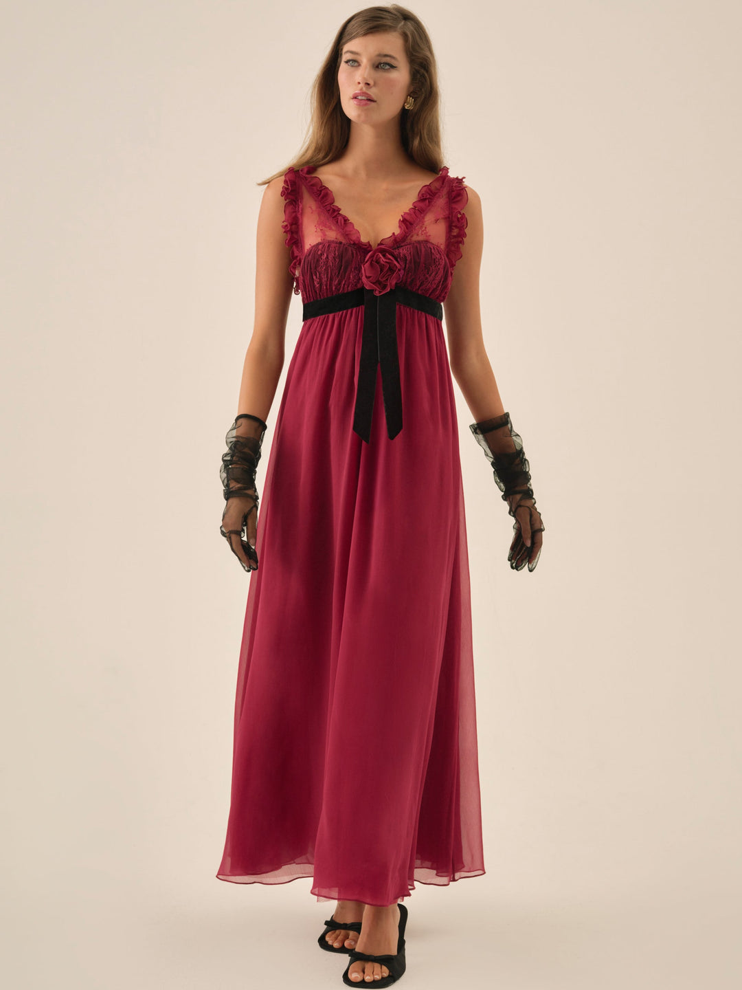 Claudine Chiffon Maxi Dress — Oxblood - Image 2
