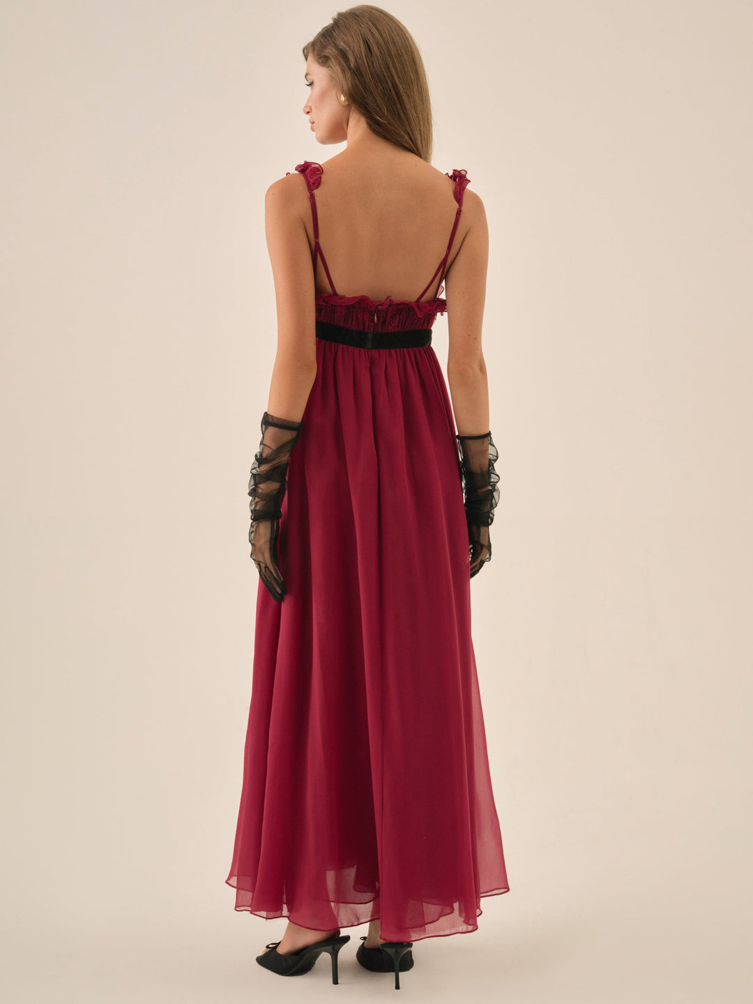 Claudine Chiffon Maxi Dress — Oxblood - Image 3