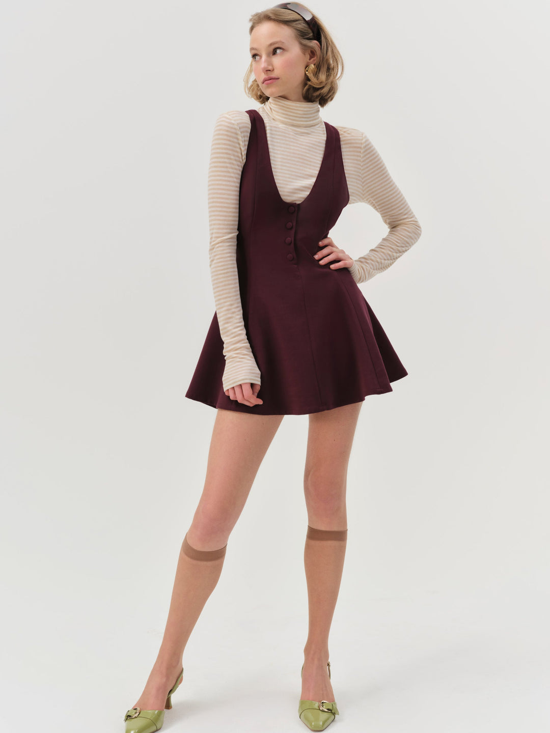 Selena Mini Dress — Burgundy - Image 3