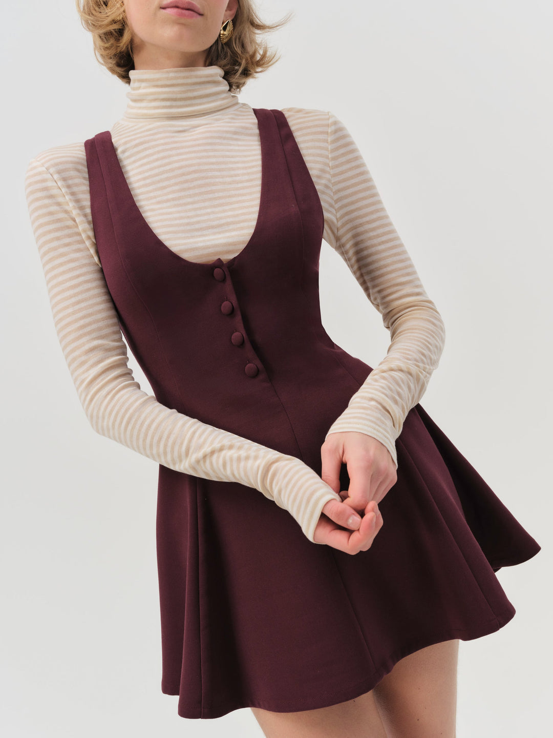 Selena Mini Dress — Burgundy - Image 4