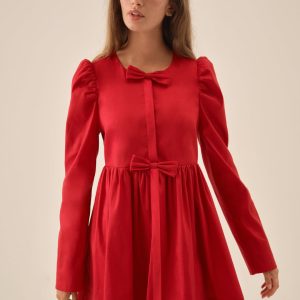 Lucia A-Line Mini Dress — Red