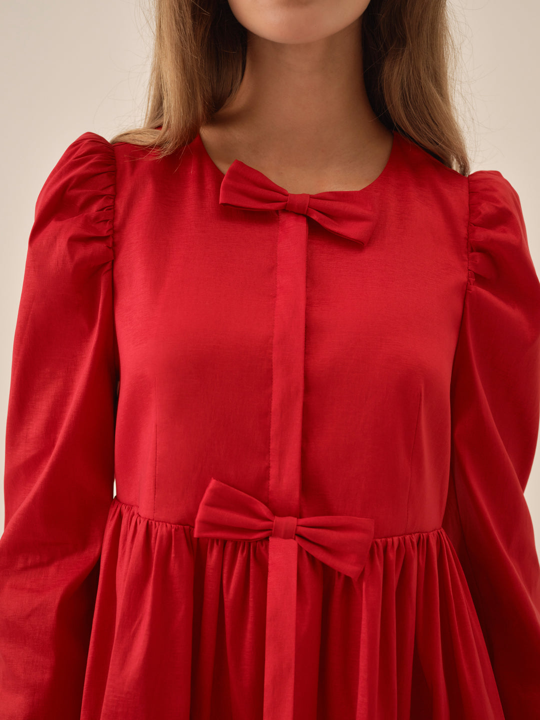 Lucia A-Line Mini Dress — Red - Image 2