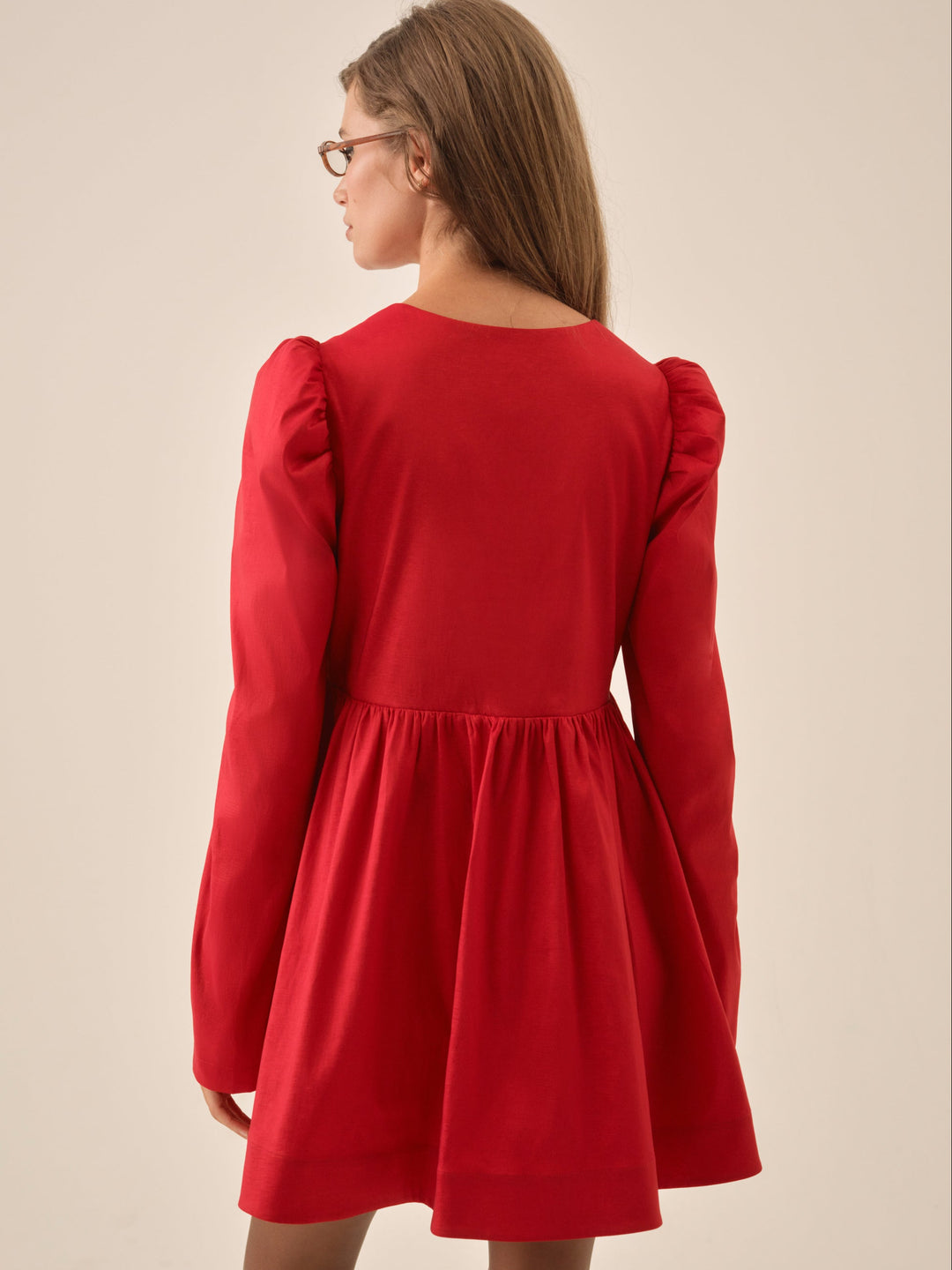 Lucia A-Line Mini Dress — Red - Image 3