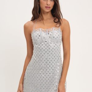 Dazzle Me Slip Dress — Silver