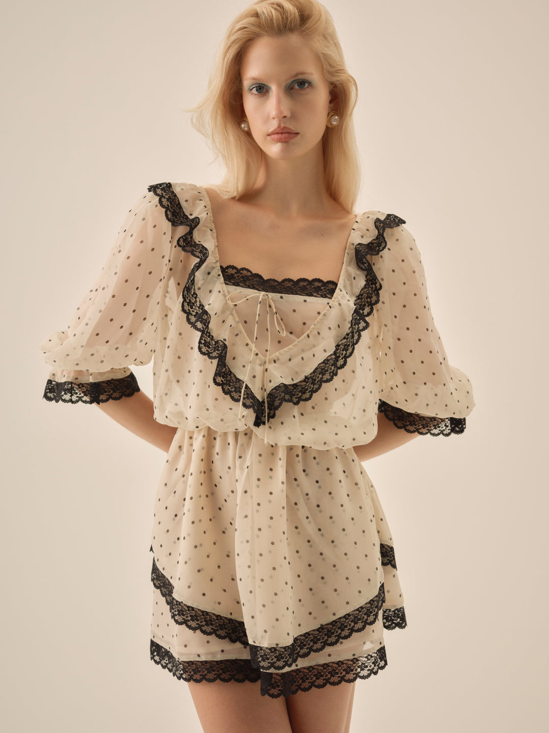 Dottie Dot Mini Dress — Cream - Image 3