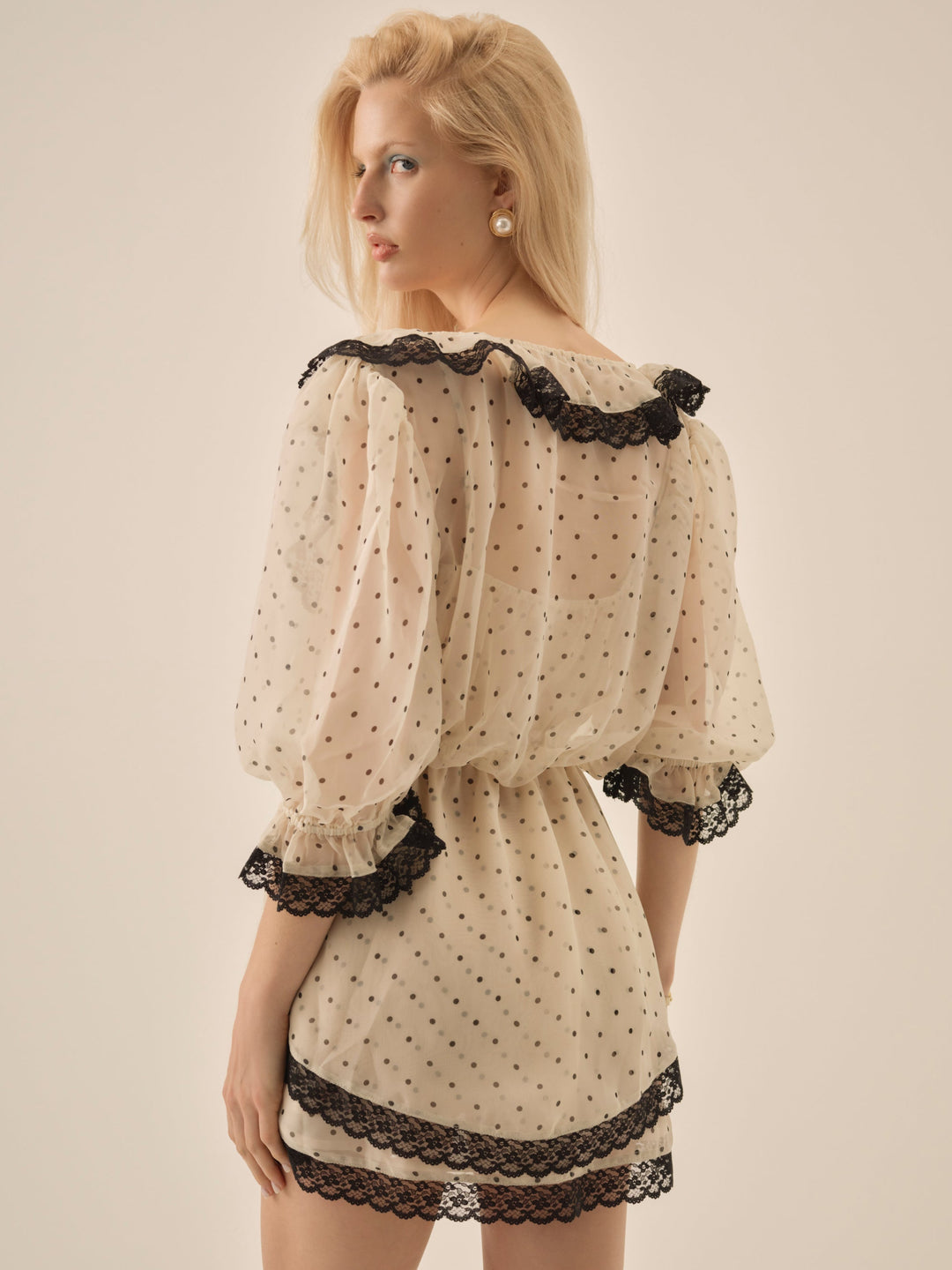 Dottie Dot Mini Dress — Cream - Image 4