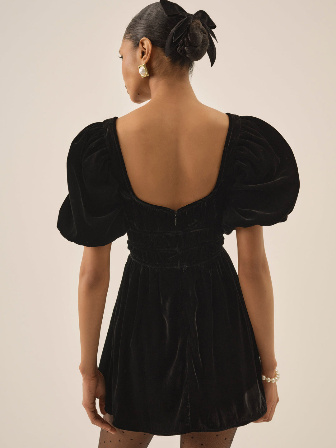 Marta Velvet Mini Dress — Black - Image 4