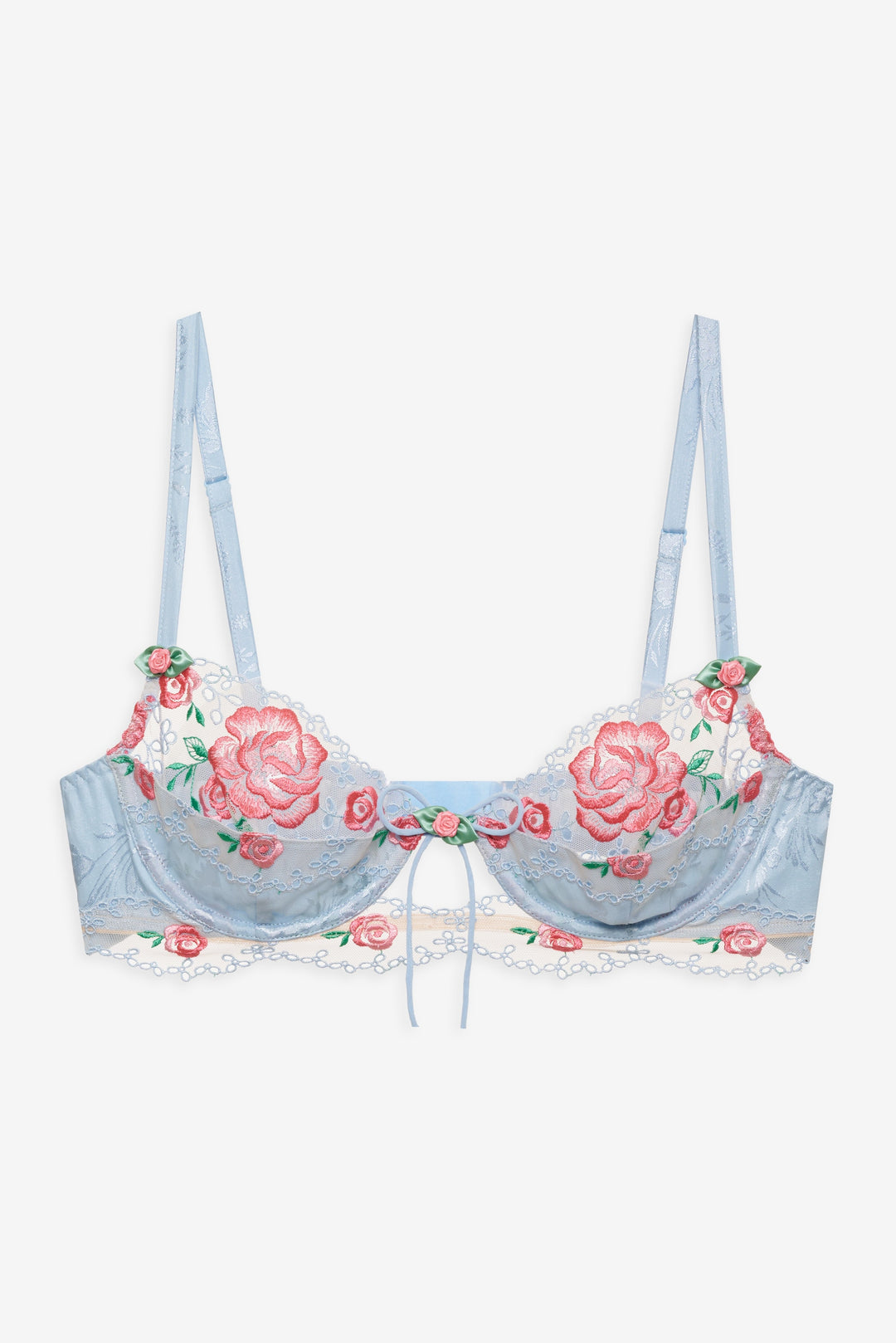 Vintage Rose Eyelet Bra — Blue - Image 6