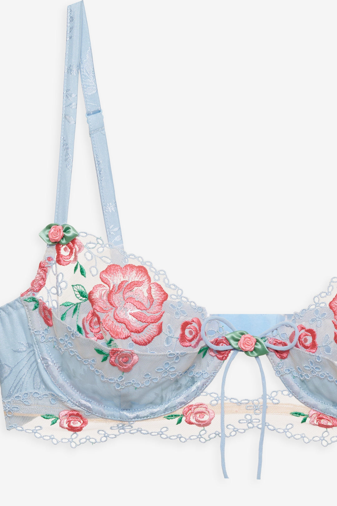 Vintage Rose Eyelet Bra — Blue - Image 7