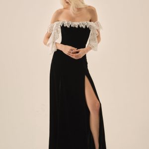 La Vie En Bow Velvet Maxi Dress — Black