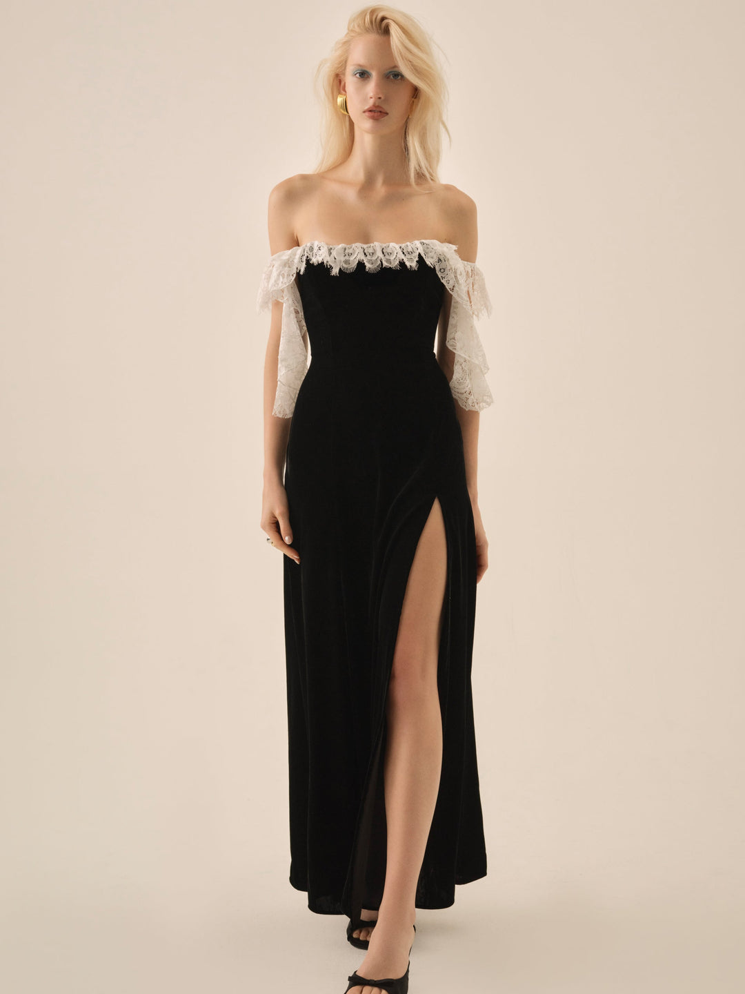 La Vie En Bow Velvet Maxi Dress — Black - Image 2