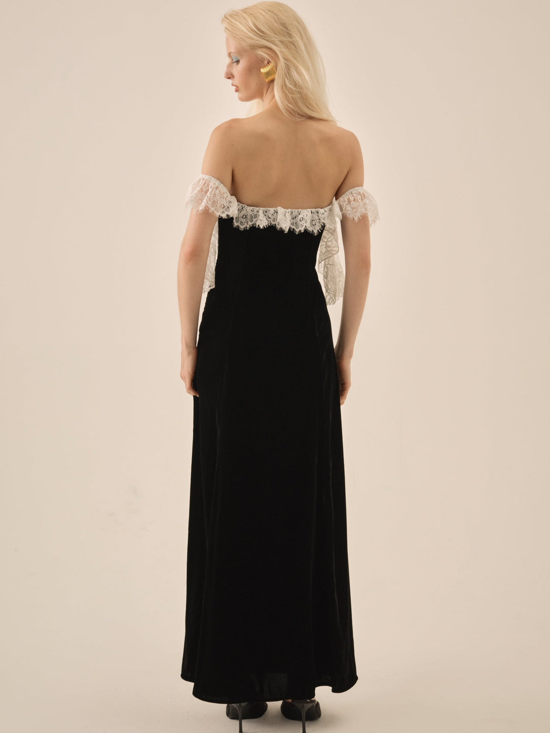 La Vie En Bow Velvet Maxi Dress — Black - Image 3