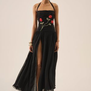 Ophelie Organza Maxi Dress — Black