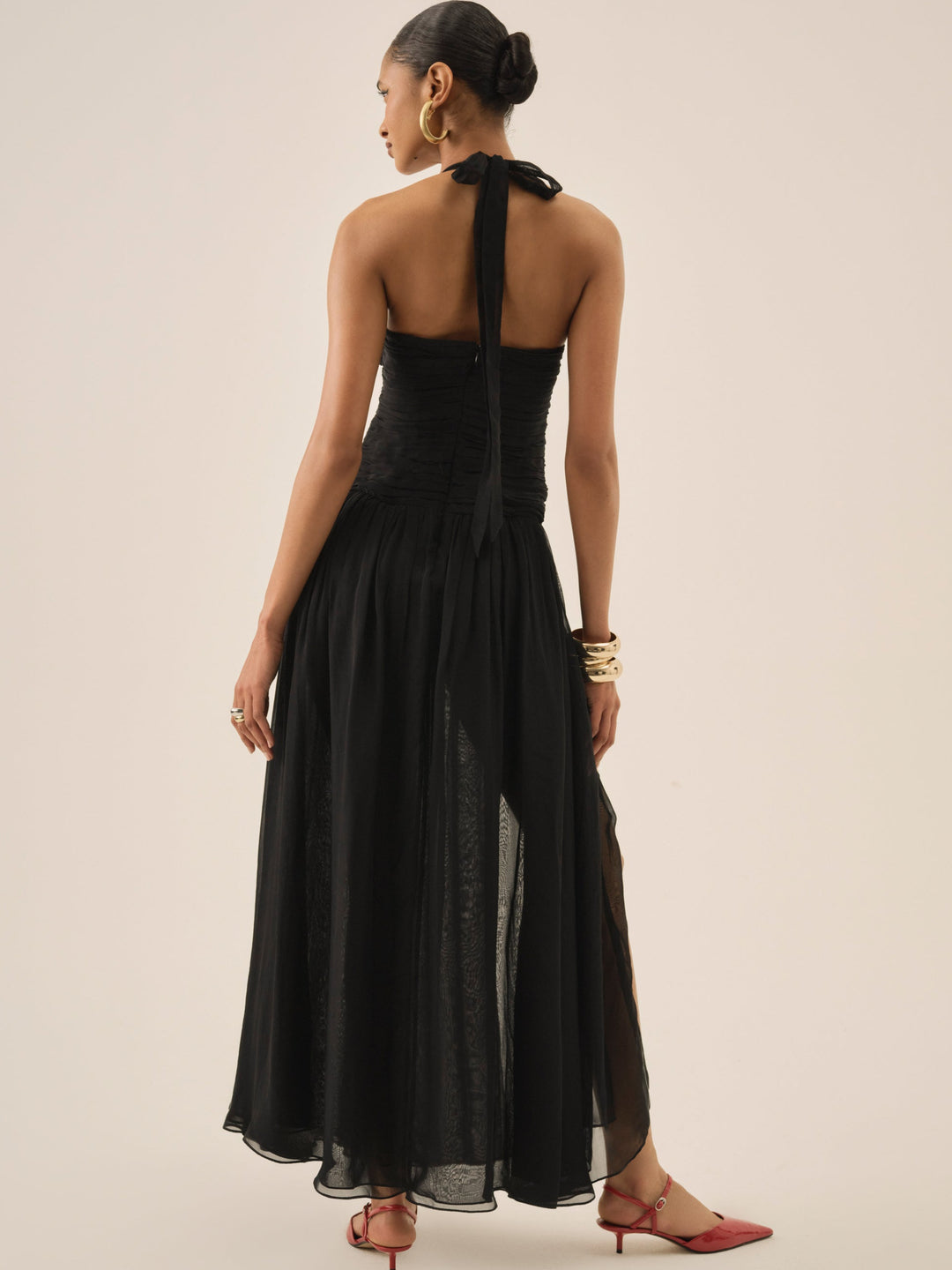 Ophelie Organza Maxi Dress — Black - Image 3