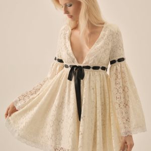 Creampuff Lace Mini Dress — Cream