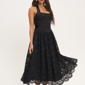 Lakeside Midi Dress — Black